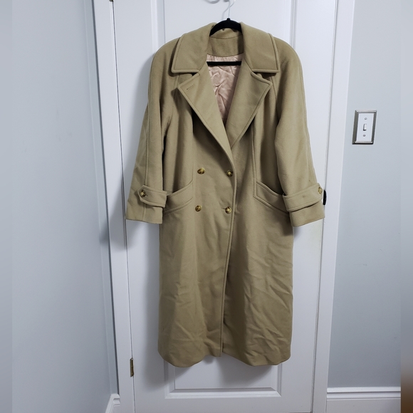 VINTAGE MALLIA Tan Wool & Cashmere Long Coat - Picture 1 of 15